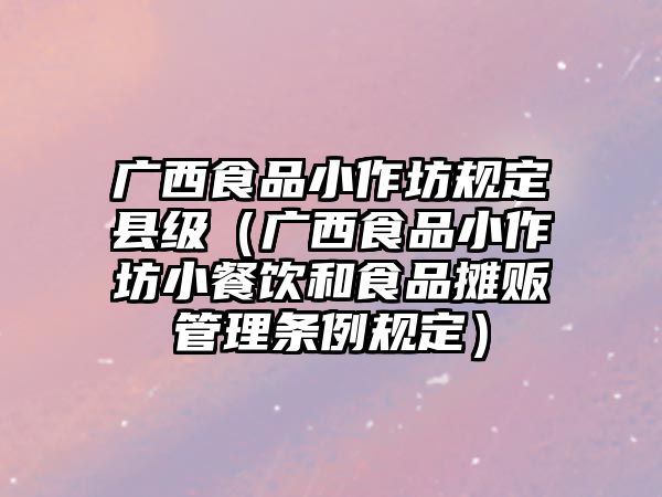 廣西食品小作坊規定縣級（廣西食品小作坊小餐飲和食品攤販管理條例規定）