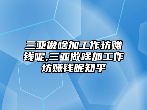 三亞做啥加工作坊賺錢呢,三亞做啥加工作坊賺錢呢知乎