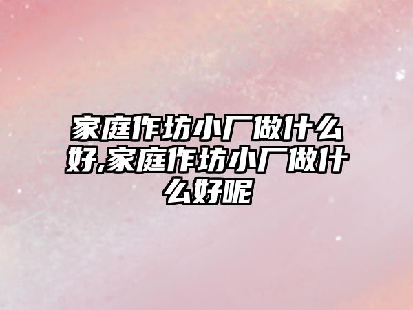 家庭作坊小廠做什么好,家庭作坊小廠做什么好呢