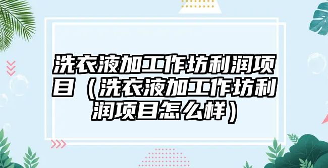 洗衣液加工作坊利潤項目（洗衣液加工作坊利潤項目怎么樣）